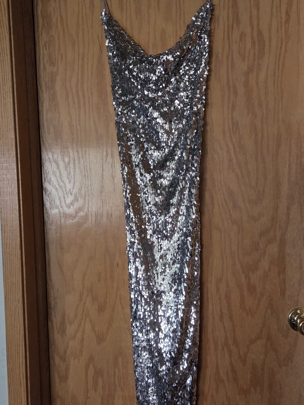 Zara Silver Sequin Slip Dress